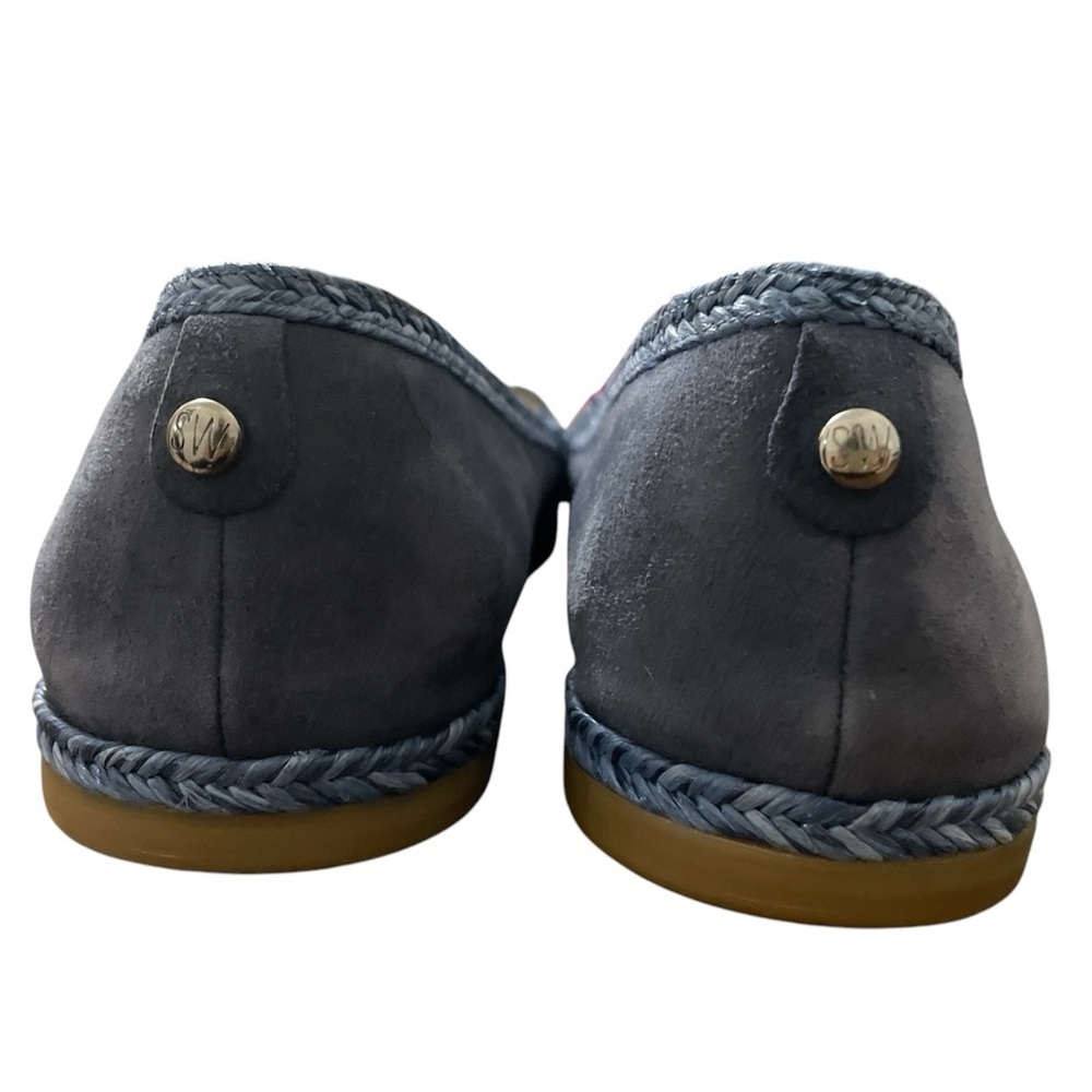 Stuart Weitzman Blue Mirror Cap Toe Tipadrille Espadrille Flats - Picture 3 of 3